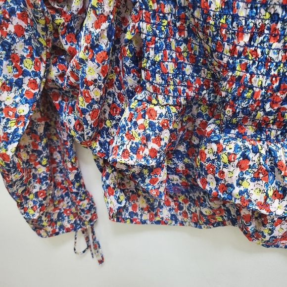 H&M Puff Sleeve Floral Blouse Cottagecore Garden Party Semi Sheer Plus Size XXL - Picture 7 of 13